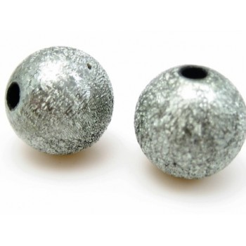 Silkebørstet sølv grå 12 mm perle