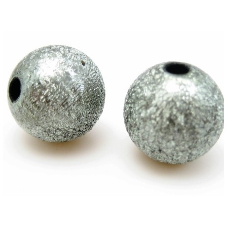 Silkebørstet sølv grå 12 mm perle