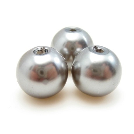 Voks perle 10 mm  sølv grå - 10 stk