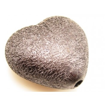 Stort silke børstet hjerte brun 30 mm