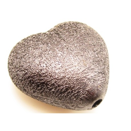 Stort silke børstet hjerte brun 30 mm