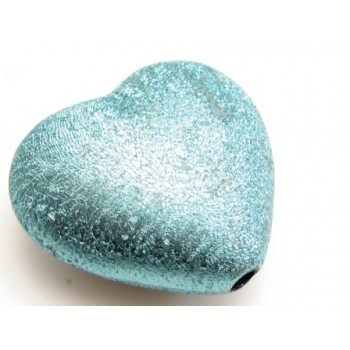 Stort silke børstet hjerte turkis - 30 mm