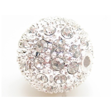 Stor smuk sølv rhinstens kugle 16 / 2 mm