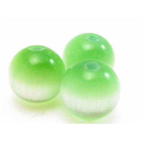 Cat eye 8 mm lys grøn  - 10 stk