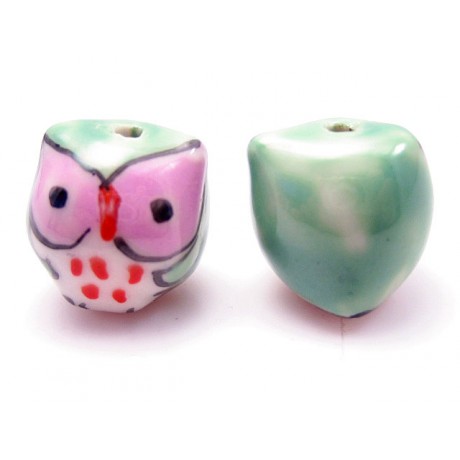 Porcelæns ugle 15 mm grøn