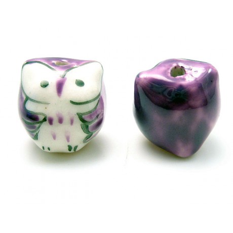 Porcelæns ugle 15 mm lilla
