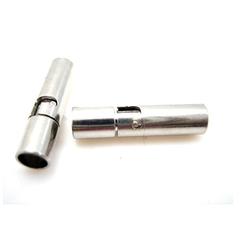 Fjeder lås med enderør sølv - 2 mm indvendig hul