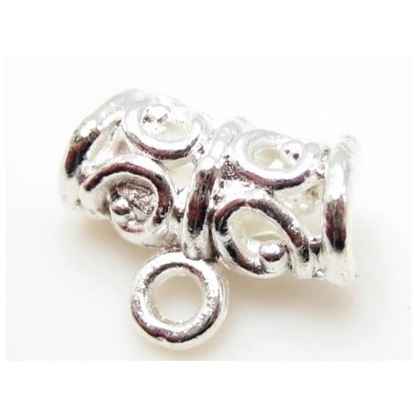 Vedhængsperle buet sølv plate 11 mm / 3 mm hul.