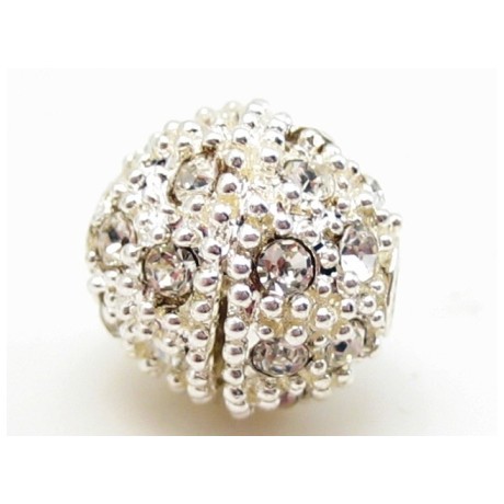 Sølv kugle 12 / 2,5 mm med stene