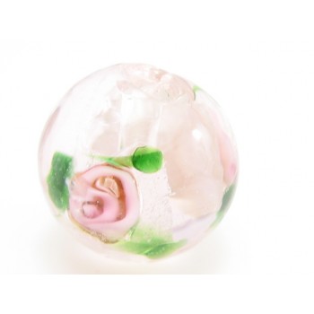 Rosa glas perle med rose 12 mm / 1,5 mm - 4 stk