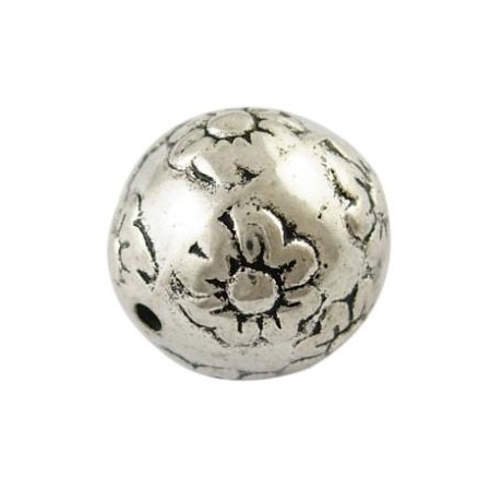 Flot sølv perle med blomster 16 mm / 1,8 mm