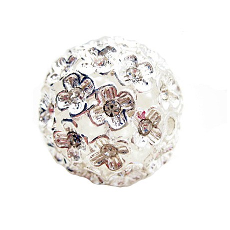 Kæmpe sølv kugle 26 mm  med klare sten