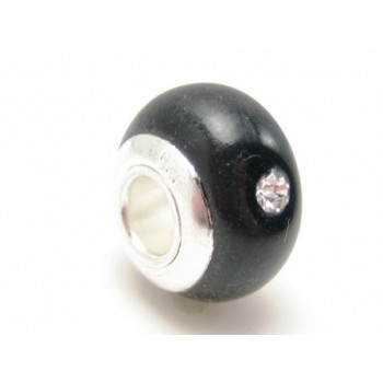 Sort glas led med sølv kerne og sten