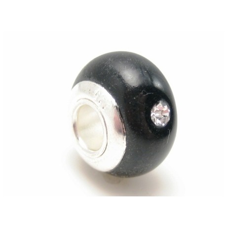 Sort glas led med sølv kerne og sten