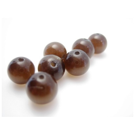 Cat eye perle 8mm mørk brun  - 10 stk