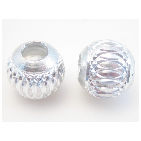 Sølv perle med skåret mønster 11 / 4 mm - 3 stk