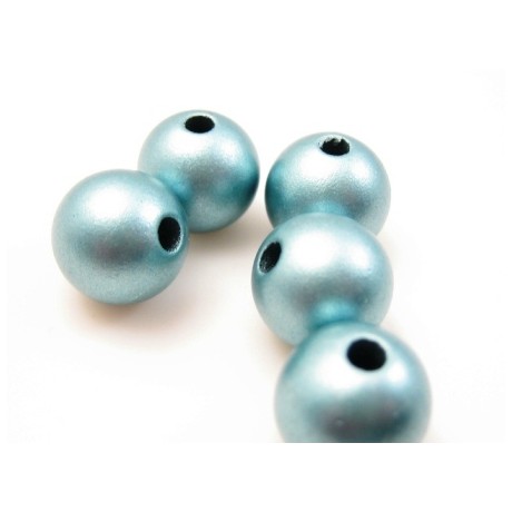 Voks perle 10 mm mat petroleums blå - 10 stk