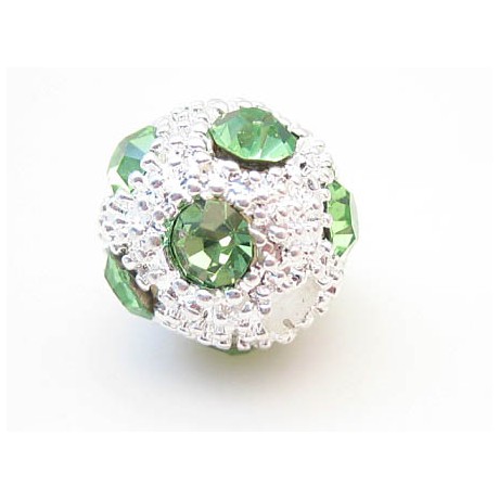 Perle med grønne stene 11 / 3 mm hul.