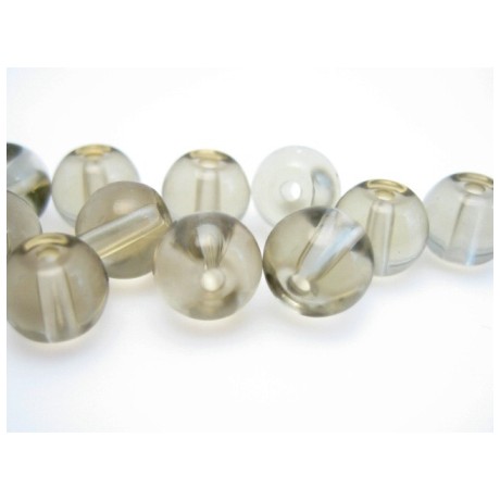 Glas perle 6 mm - røgfarvet - 15 stk