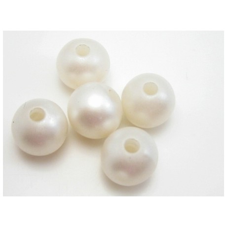 Voks perle 10 mm mat hvid  - 10 stk