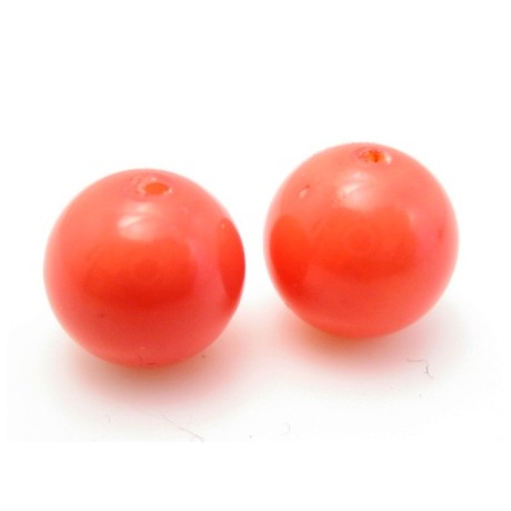 Koral rød shell perle 8 mm