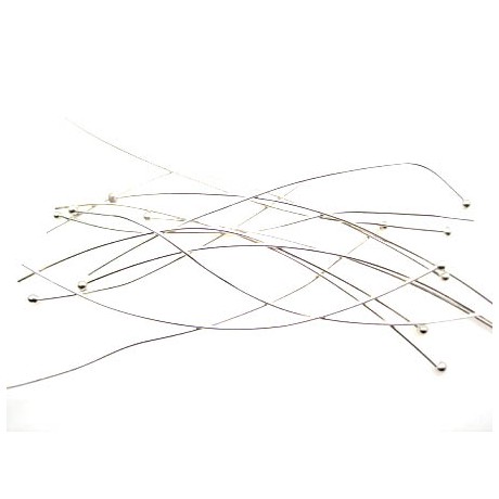 Perlestav i sølv plate 6 cm 0,5 mm med kuglehoved - 20 stk
