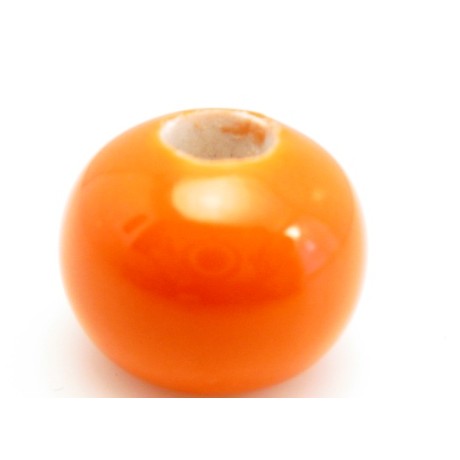 Stor keramik perle orange 15 / 5 mm
