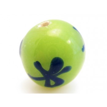 Håndlavet perle med motiv 10  / 2 mm grøn