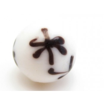 Håndlavet perle med motiv 10  / 2 mm hvid