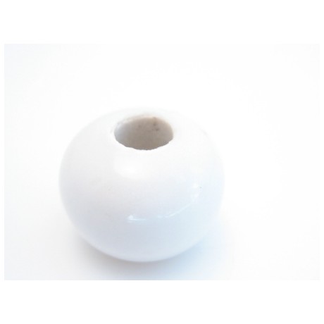 Stor keramik perle hvid 15 / 5 mm