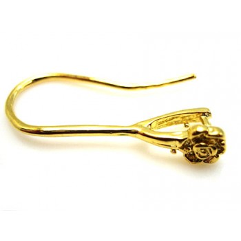 Smukke øreringe i guld pl. med rose til perle - 1 par