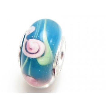 Turkis glas led med blomst