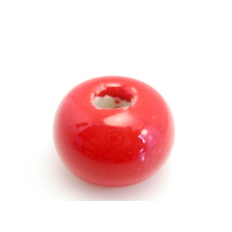 Kæmpe keramik perle 22 x 12 / 6 mm Rød
