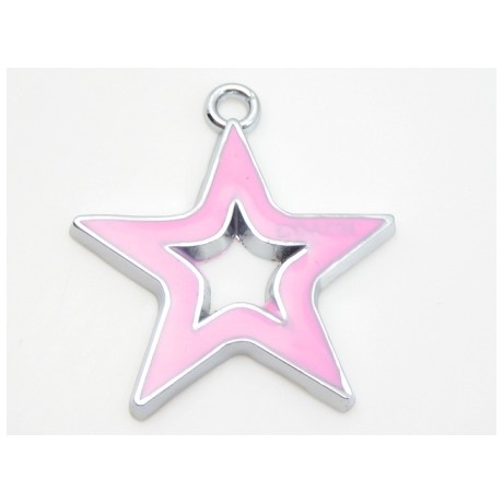 Stjerne med rosa emalje 29 mm