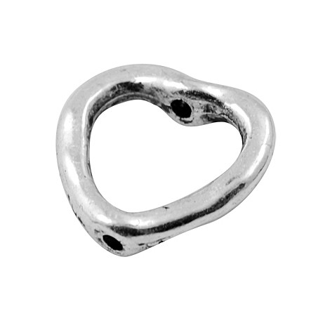 Flot hjerte sølv 14 mm - 2 STK