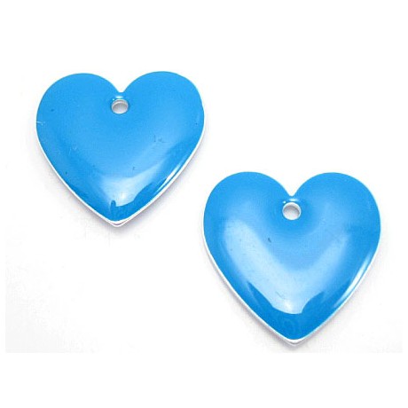 Emalje hjerte 16 mm - TURKIS - 2stk