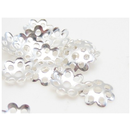 Blondeperleskål forsølvet 8 / 1 mm - 40 stk - BILLIGT