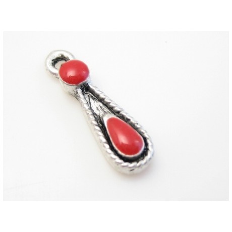 Fint vedhæng med rød emalje 16 mm