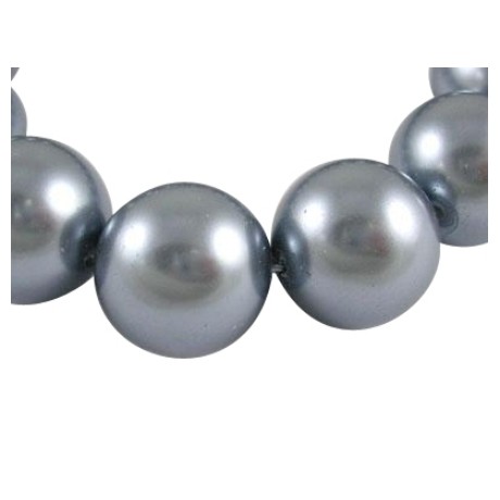 Glas voks perle stål grå 6 / 1 mm - 50 stk