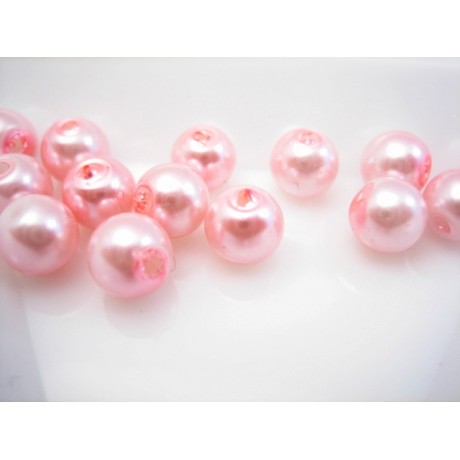 Glas voks perle rosa  6 / 1 mm - 50 stk