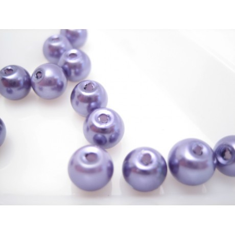 Glas voks perle lilla 6 / 1 mm - 50 stk