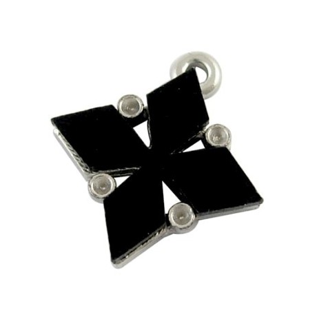 Vedhæng med sort glas 22  mm - HOT