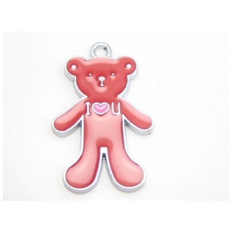 Bamse vedhæng rød 27 mm