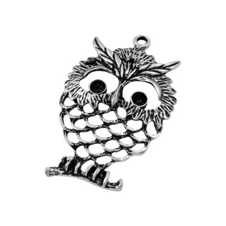 Stort ugle vedhæng sølv - 58 mm