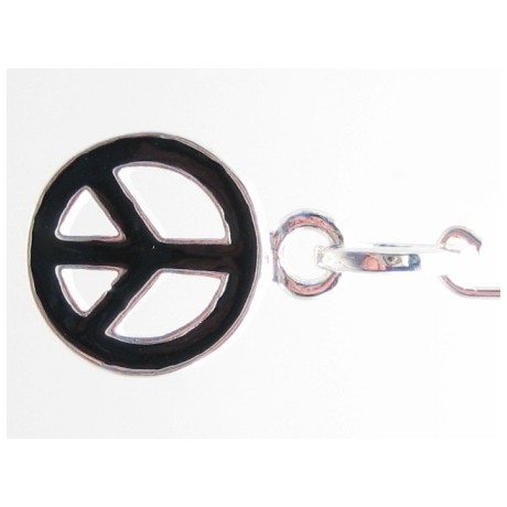 Peace tegn med sort emalje 28 mm
