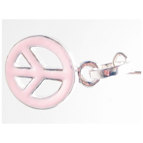 Peace tegn med rosa emalje 28 mm