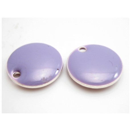 Emalje vedhæng rund 12 mm Lys Lilla  - 2 stk