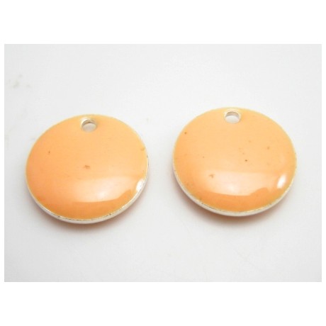 Emalje vedhæng rund 12 mm hud   - 2 stk