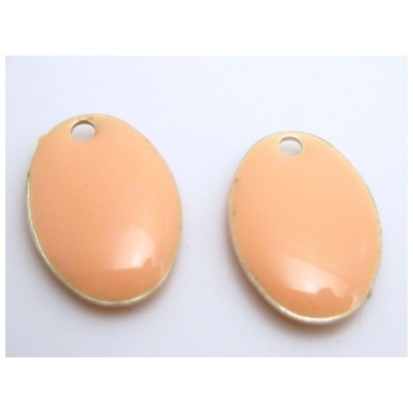 Emalje vedhæng oval 14 mm hud  - 2 stk