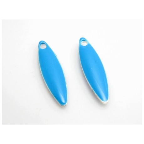 Emalje vedhæng 15 x 5 mm  turkis - 2 stk